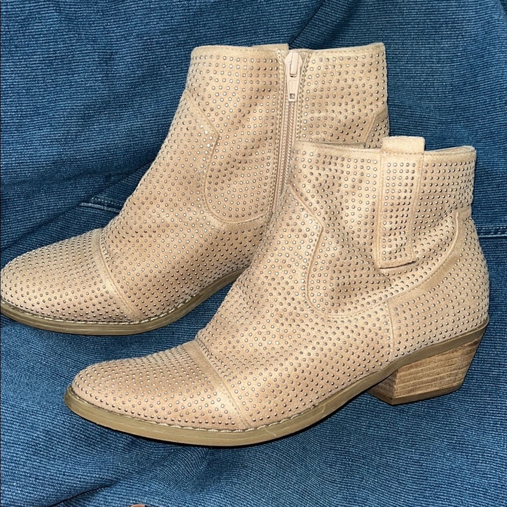 Studded Tan Ankle Boots